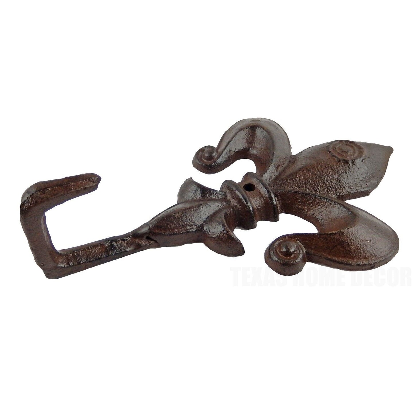 Fleur De Lis Wall Hook Cast Iron Victorian Key Towel Coat Hanger Rustic Brown