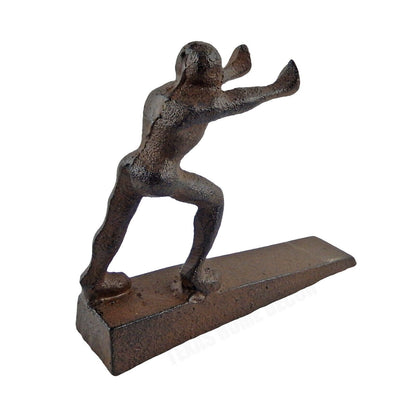 Strong Athletic Man Cast Iron Figurine Doorstop Wedge Rustic Antique Brown