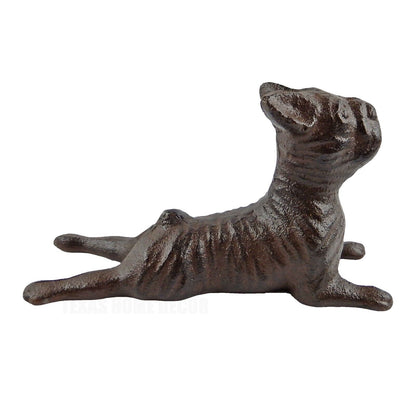 Cast Iron French Bulldog Dog Figurine Doorstop Wedge Antique Brown Finish