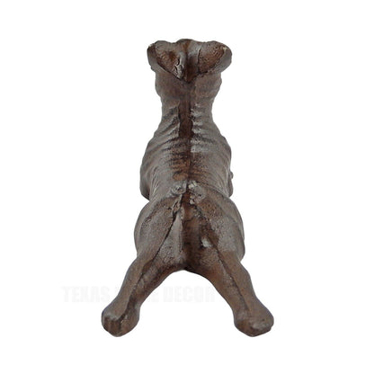 Cast Iron French Bulldog Dog Figurine Doorstop Wedge Antique Brown Finish