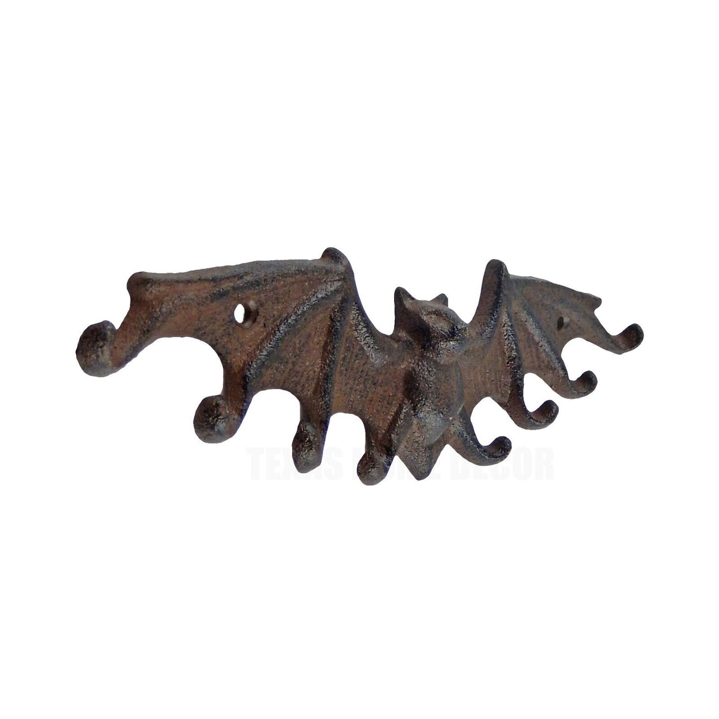 Cast Iron Bat Wall Hook Key Rack Hanger Rustic Brown 8 Keys Capacity