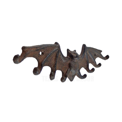 Cast Iron Bat Wall Hook Key Rack Hanger Rustic Brown 8 Keys Capacity