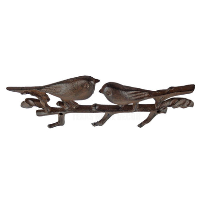 Love Birds On Branch Wall Hook Rack Cast Iron Key Towel Coat Hanger Rustic Brown