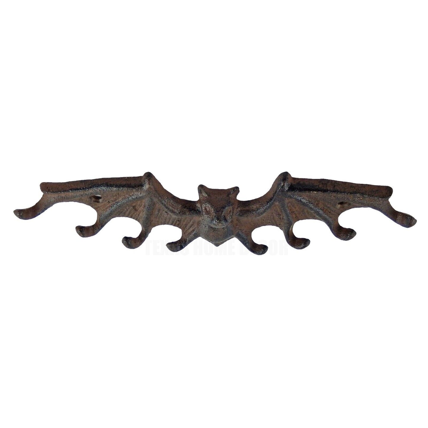 Cast Iron Bat Wall Hook Key Rack Hanger Rustic Brown 8 Keys Capacity