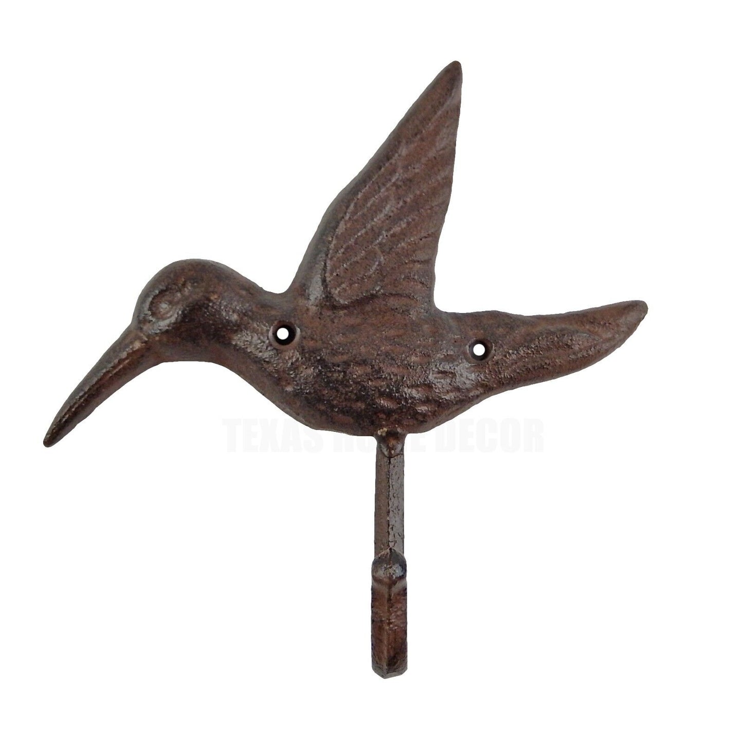 Hummingbird Wall Hook Cast Iron Key Towel Coat Hanger Antique Brown Look