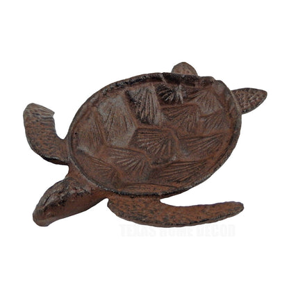 Cast Iron Sea Turtle Trinket Jewelry Key Dish Nautical Rustic Beach Decor Brown