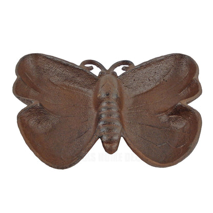 Large Cast Iron Butterfly Trinket Jewelry Key Dish Heavy Duty Antique Style