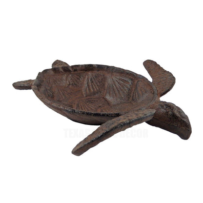 Cast Iron Sea Turtle Trinket Jewelry Key Dish Nautical Rustic Beach Decor Brown