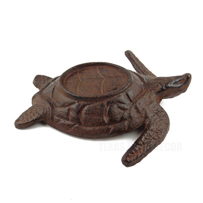 Cast Iron Sea Turtle Trinket Jewelry Key Dish Nautical Rustic Beach Decor Brown