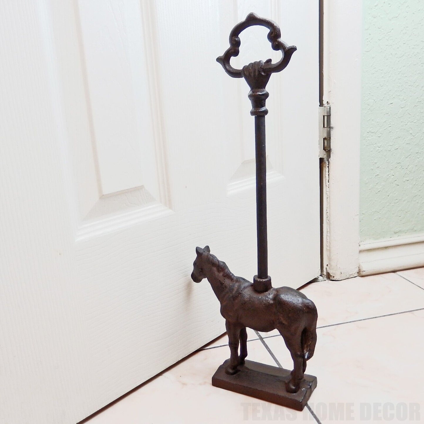 Horse Doorstop Door Porter With Handle Antique Style Cast Iron 17.5 inch Tall