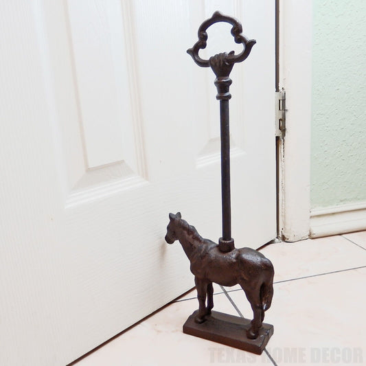 Cast Iron Horse Doorstop Door Porter With Handle Antique Style 17.5 inch Tall
