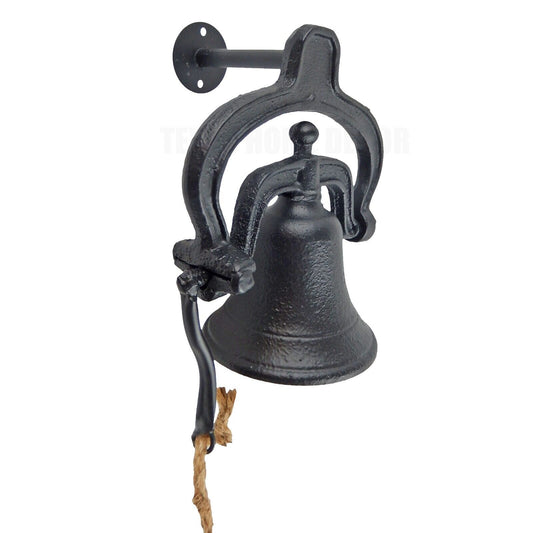 Cast Iron Farm School Church Dinner Bell Retro Antique Style Matte Black Finish