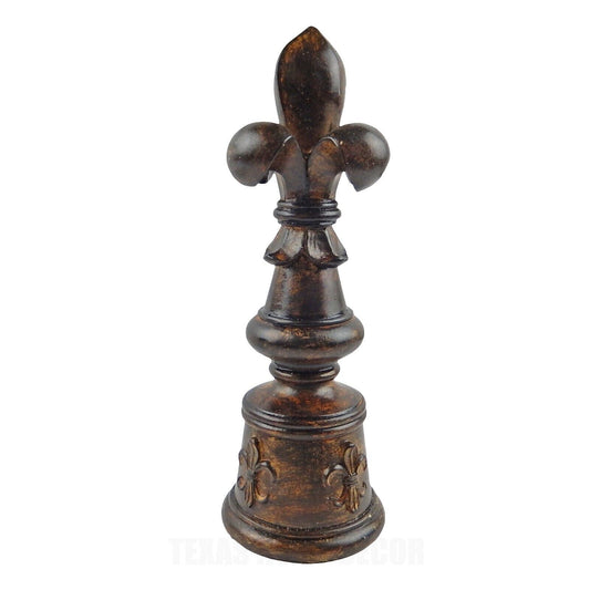 Fleur De Lis 4 Point Standing Finial Statue Shelf Mantel Top Decor Brushed Brown