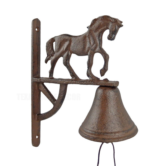 Cast Iron Horse Dinner Bell Country Western Farm Church School Rustic Brown