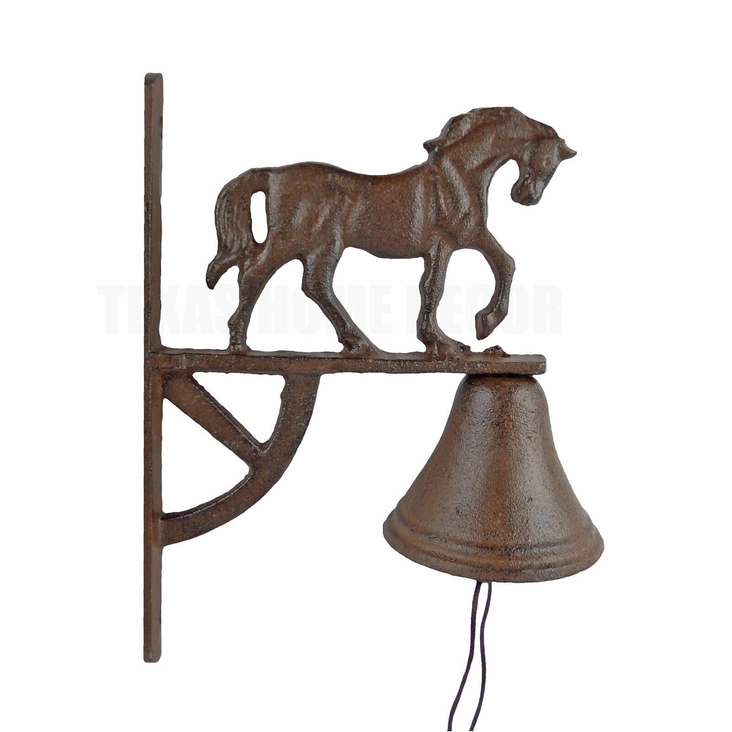 Cast Iron Horse Dinner Bell Country Western Farm Church School Rustic Brown