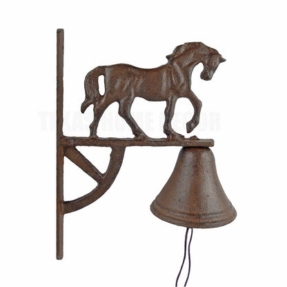 Cast Iron Horse Dinner Bell Country Western Farm Church School Rustic Brown