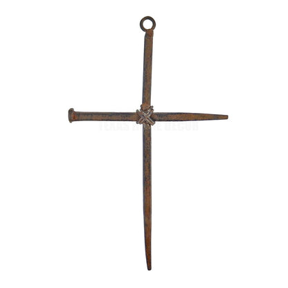 Metal Crossed Nails Wall Cross Rustic Finish Religious Decor 8 1/2 inch