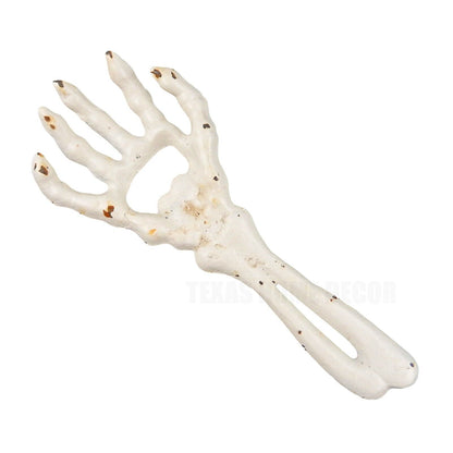 Skeleton Hand Beer Bottle Opener Hand Held Cast Iron Rusted Antique White