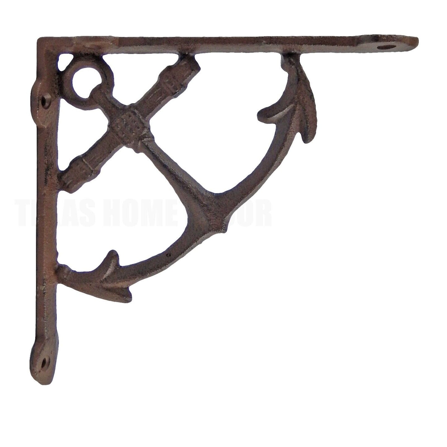 2 Cast Iron Anchor Shelf Brackets Cast Iron Nautical Navy Corner Braces 7.5 inch