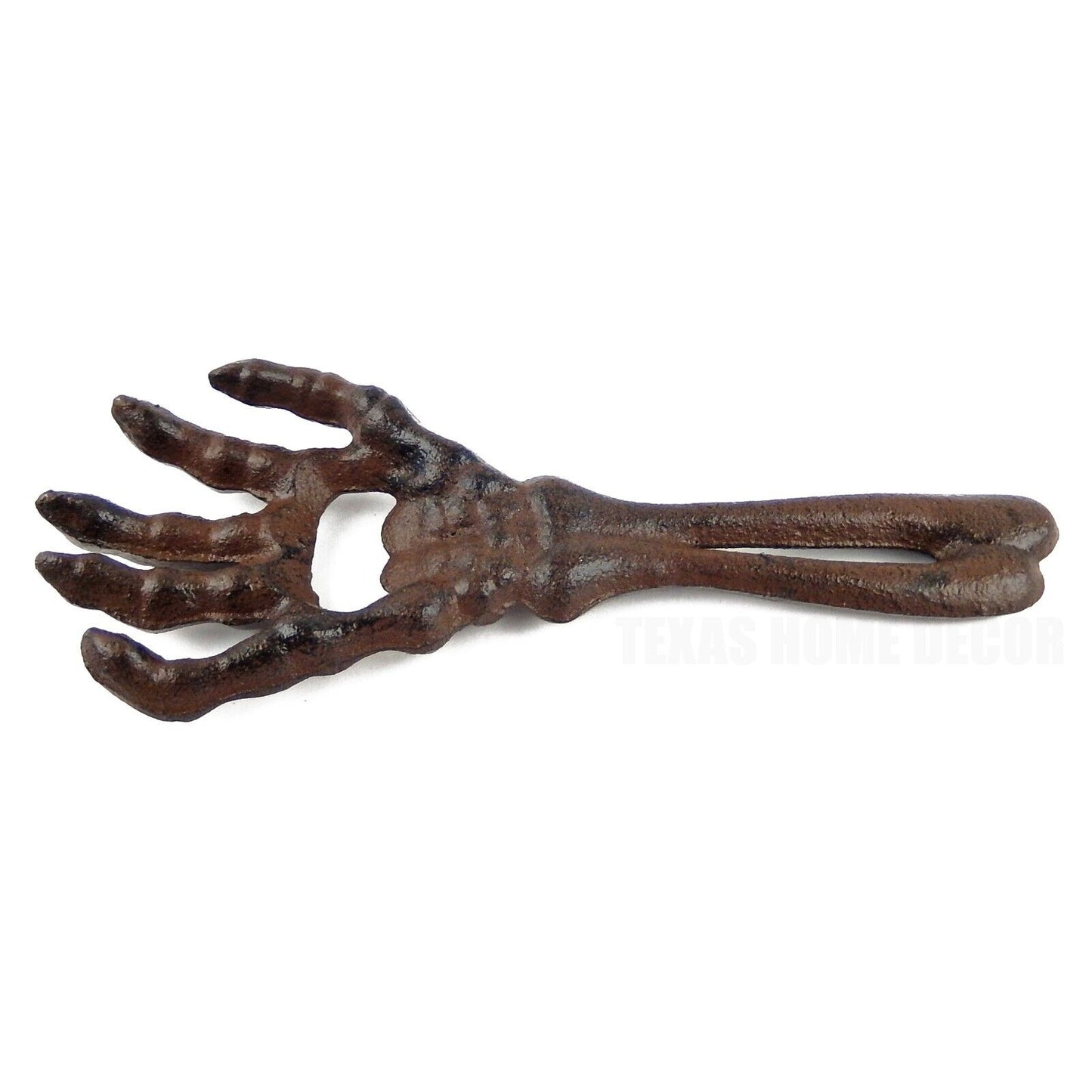 Skeleton Hand Beer Bottle Opener Hand Held Cast Iron Antique Brown Rustic Finish