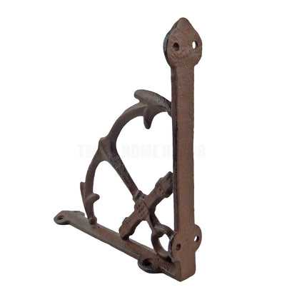 2 Cast Iron Anchor Shelf Brackets Cast Iron Nautical Navy Corner Braces 7.5 inch