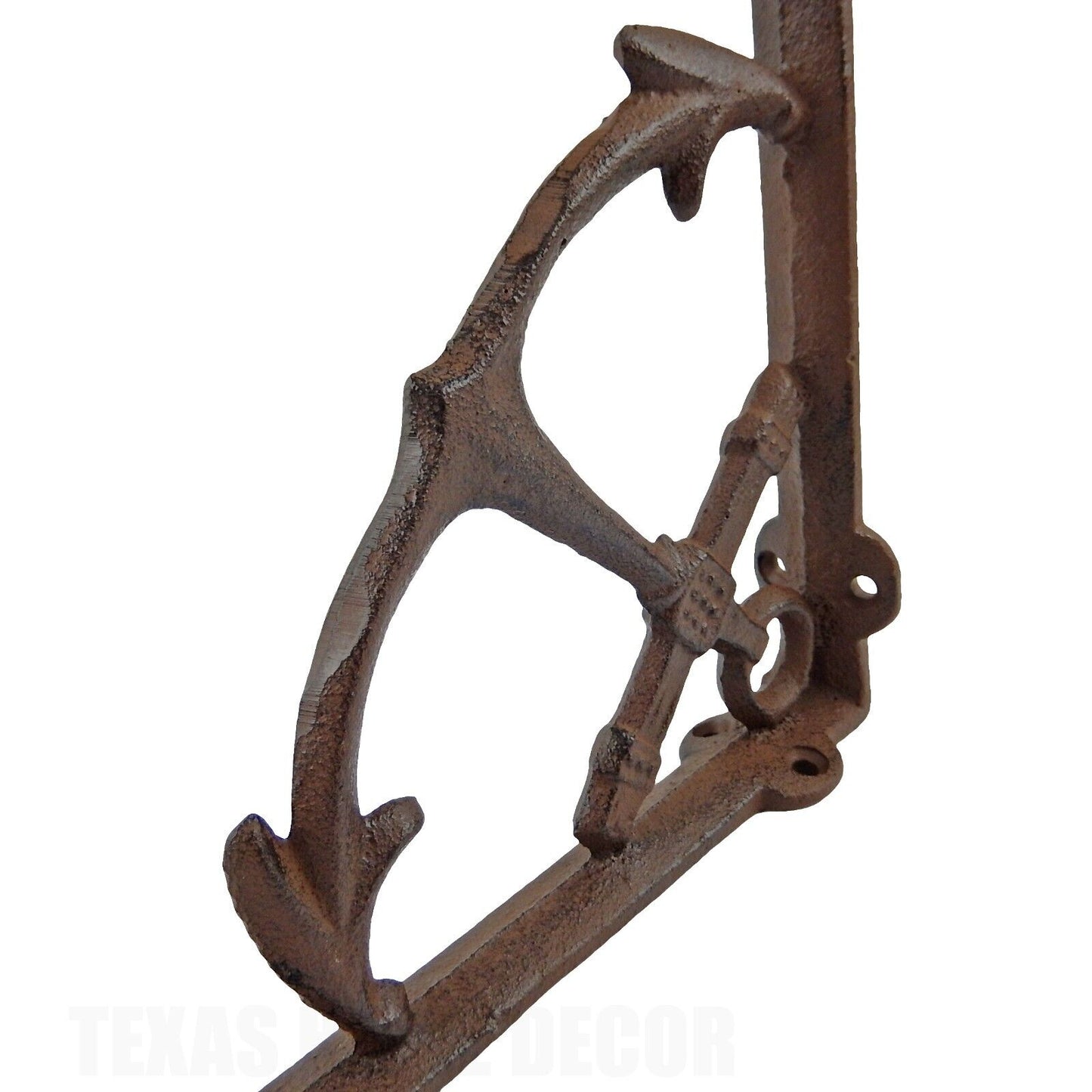 2 Cast Iron Anchor Shelf Brackets Cast Iron Nautical Navy Corner Braces 7.5 inch