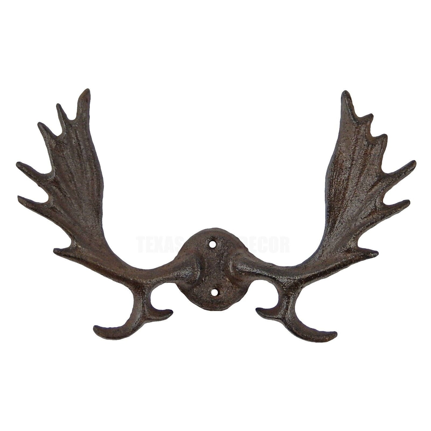 Moose Antler Wall Hook Rack Cast Iron Coat Towel Key Hanger Lodge Decor Brown