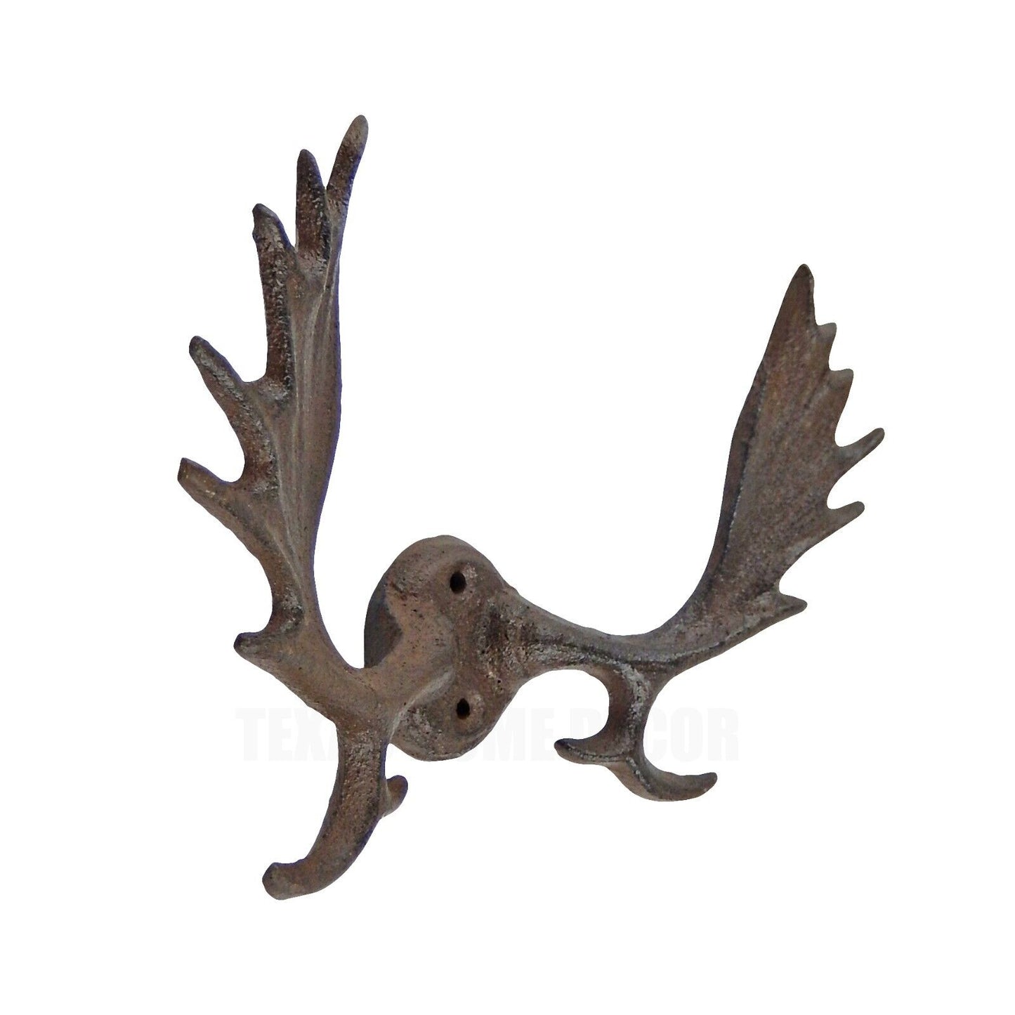 Moose Antler Wall Hook Rack Cast Iron Coat Towel Key Hanger Lodge Decor Brown