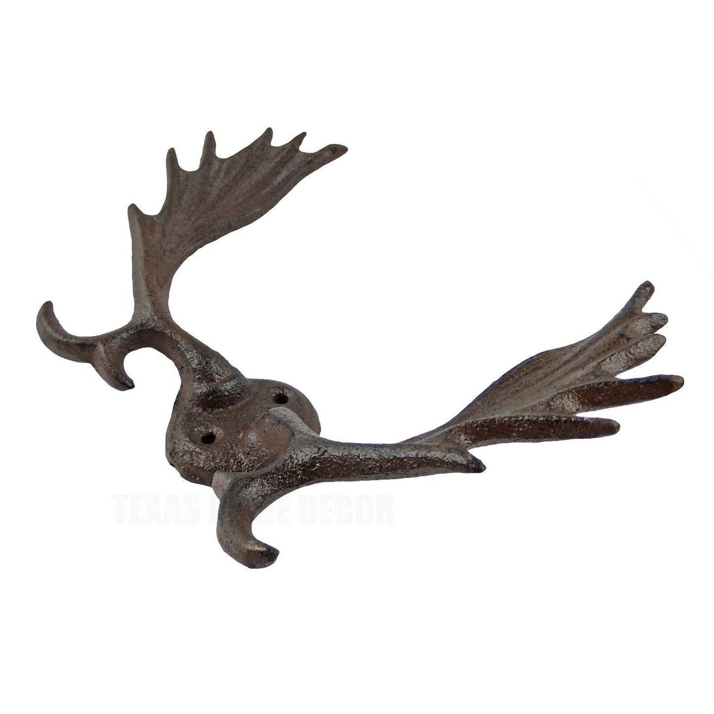 Moose Antler Wall Hook Rack Cast Iron Coat Towel Key Hanger Lodge Decor Brown