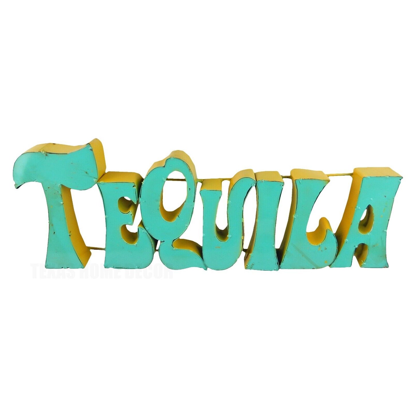 Tequila Recycled Metal Sign Colorful Mexican Bar Cantina Wall Decor 21.5 in