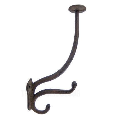 Large Cast Iron Triple Wall Hook Coat Hat Rack Rustic Antique Style 9 inch Tall