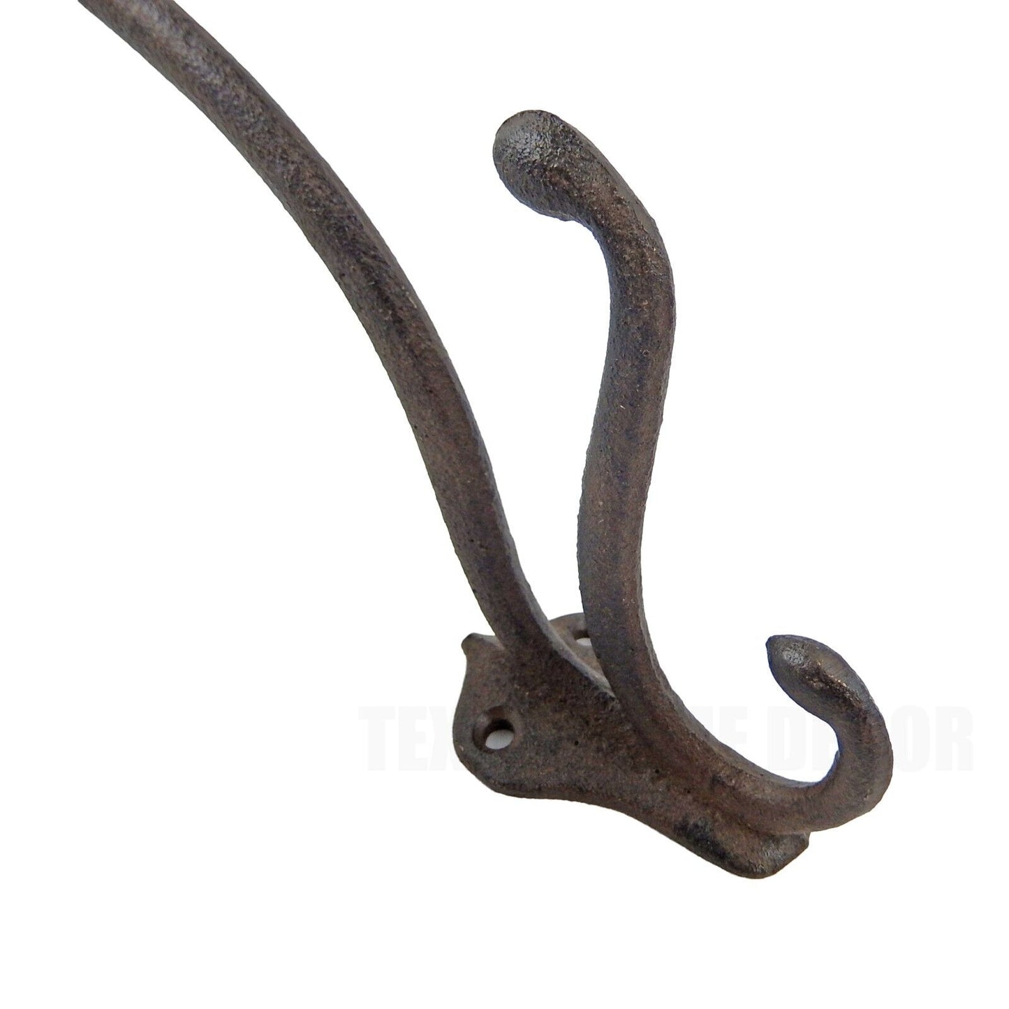 Large Cast Iron Triple Wall Hook Coat Hat Rack Rustic Antique Style 9 inch Tall