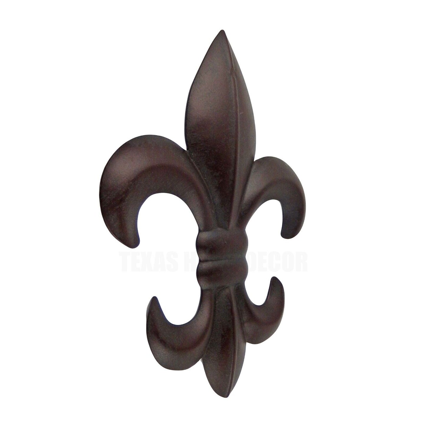 2 Metal Fleur De Lis Wall Decor Lightweight 3 Dimensional Design Dark Brown 8 in