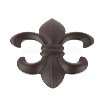 2 Metal Fleur De Lis Wall Decor Lightweight 3 Dimensional Design Dark Brown 8 in