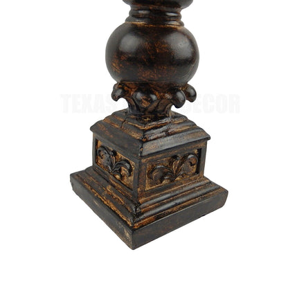 Fleur De Lis Standing Finial Statue Square Base Shelf Mantel Decor Brushed Brown