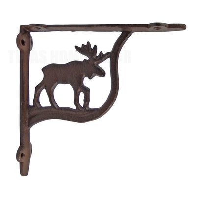 2 Moose Shelf Brackets Cast Iron Rustic Brown Cabin Lodge Hunter Decor 7 inch