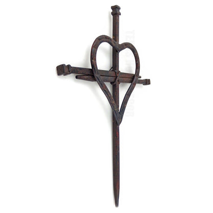 Crossed Nails With Heart Wall Cross Religious Decor Metal Rusted Look 12 3/4 in