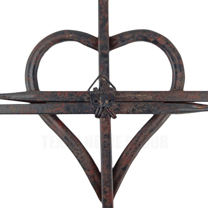 Crossed Nails With Heart Wall Cross Religious Decor Metal Rusted Look 12 3/4 in