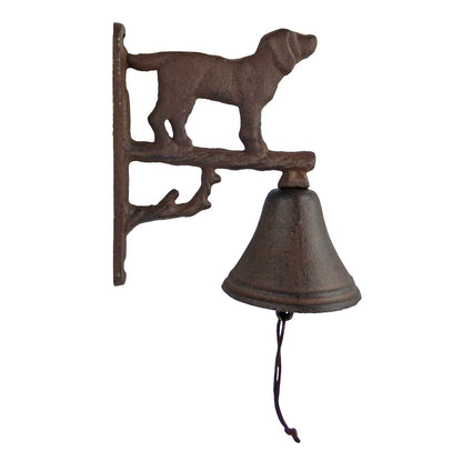 Dog On Branch Dinner Bell Cast Iron Wall Mounted Rustic Antique Brown Finish