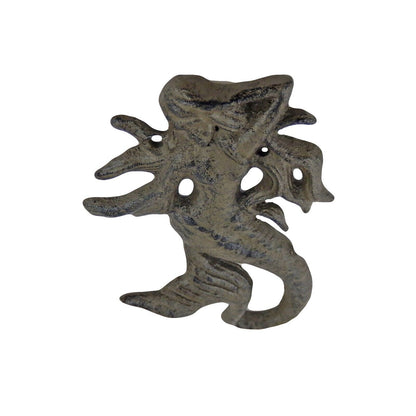 Mermaid Tail Wall Hook Nautical Beach Cast Iron Towel Coat Hanger Rustic Brown