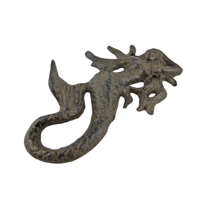 Mermaid Tail Wall Hook Nautical Beach Cast Iron Towel Coat Hanger Rustic Brown