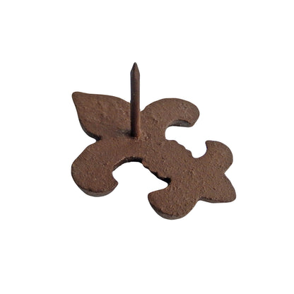 6 Small Rustic Fleur De Lis Cast Iron Craft Pin 2 1/2 inch with a 1 1/4" Nail