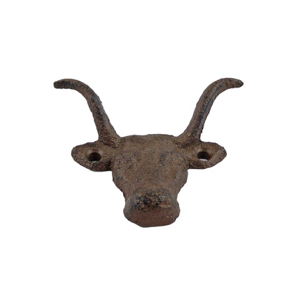 Longhorn Steer Hook Cast Iron Rustic Western Key Towel Coat Hanger (Pack of 6)