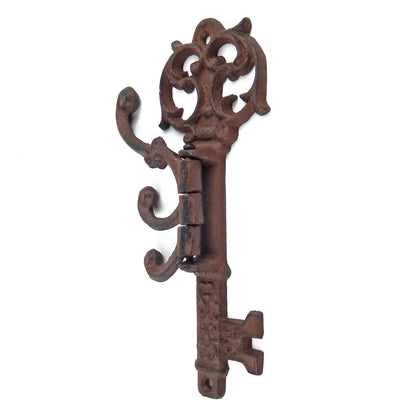 Skeleton Key Shape Swivel Hook Rustic Cast Iron Coat Hat Purse Towel Hanger