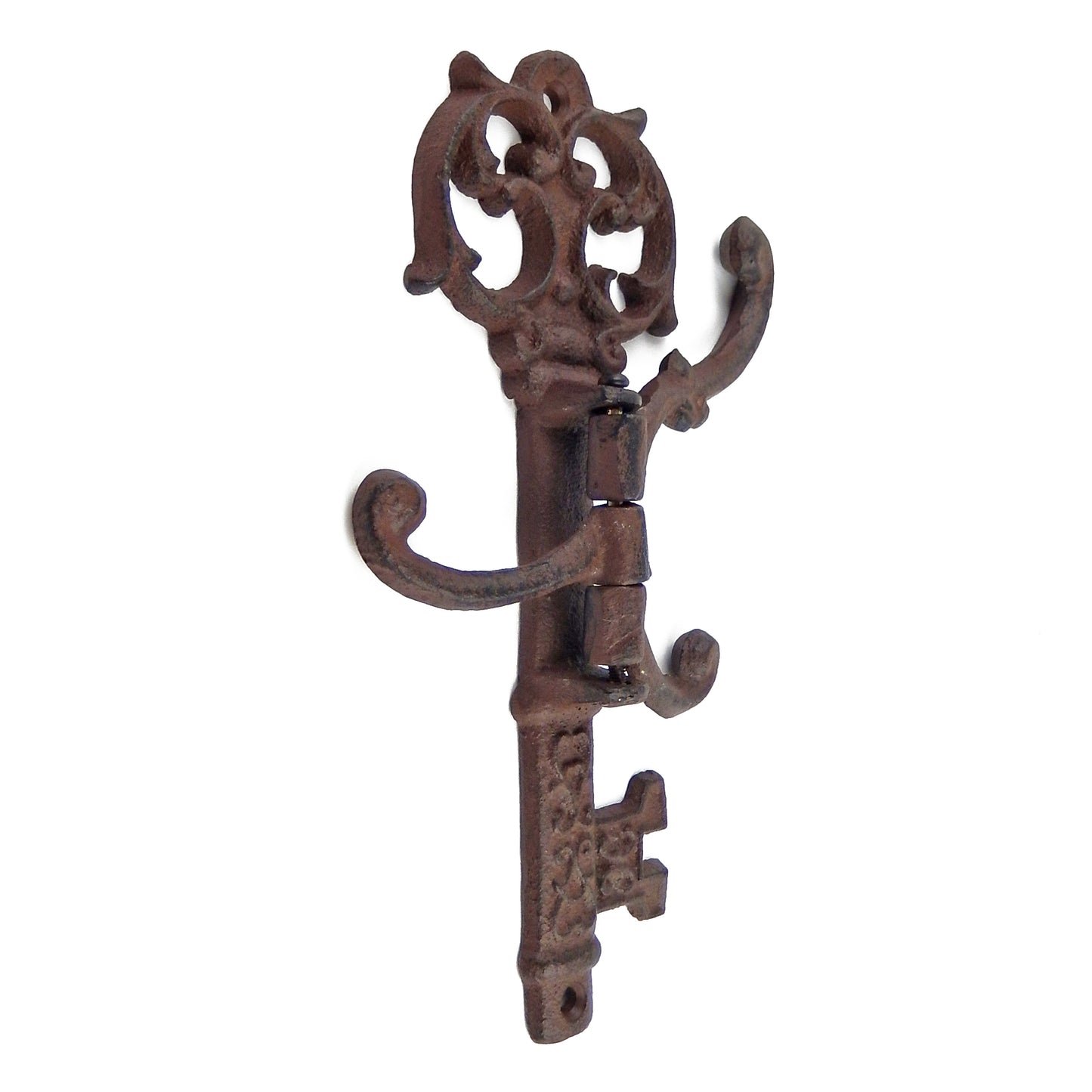 Skeleton Key Shape Swivel Hook Rustic Cast Iron Coat Hat Purse Towel Hanger
