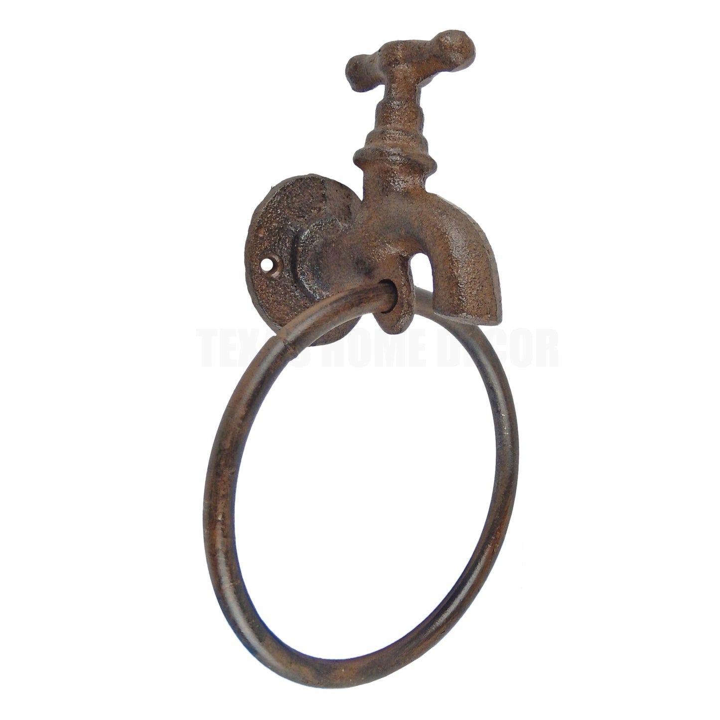 Faucet Towel Ring Hanger Rustic Cast Iron Antique Style Wall Mounted Spigot