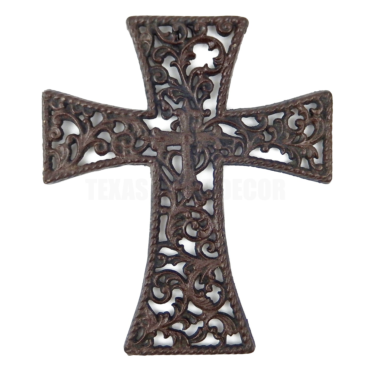 Filigree Cast Iron Wall Cross Floral Leaves Fleur De Lis Ornate Old World Style