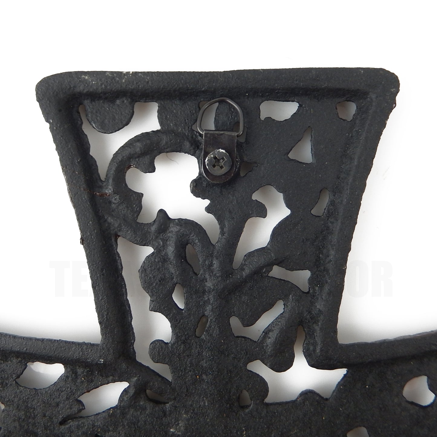 Filigree Cast Iron Wall Cross Floral Leaves Fleur De Lis Ornate Old World Style