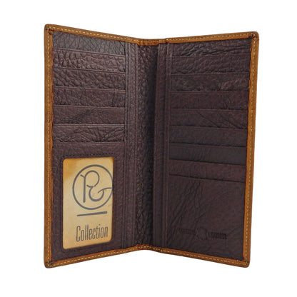 Men's Rodeo Wallet Bi-Fold Genuine Tooled Leather Woven Floral Brown Western