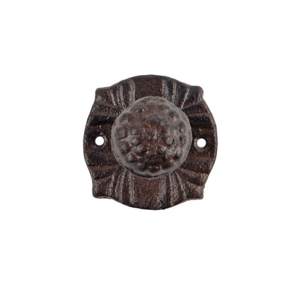 Floral Cast Iron Drawer Knob Pull or Wall Hook Hanger Antique Style Rustic Brown